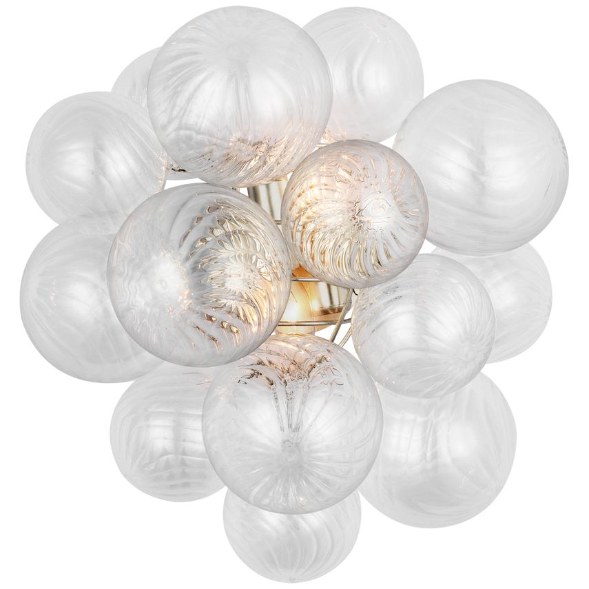 Visual Comfort Talia Medium Sconce - Artisanal Glass Globe Light Fixture with Swirled Orbs and Metal Baskets