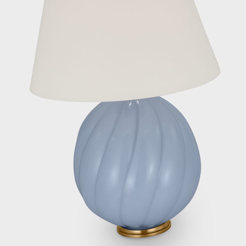 Visual Comfort Talia Medium Table Lamp - Mid-Century Modern Design with Ribbed Detail and Linen Shade