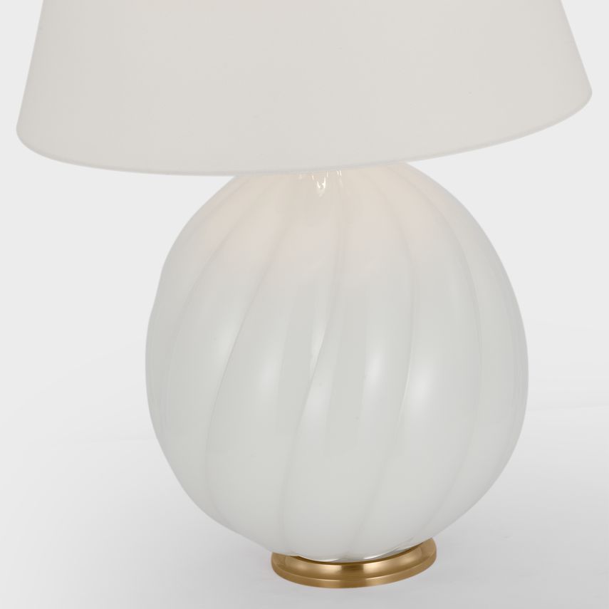 Visual Comfort Talia Medium Table Lamp - Mid-Century Modern Design with Ribbed Detail and Linen Shade