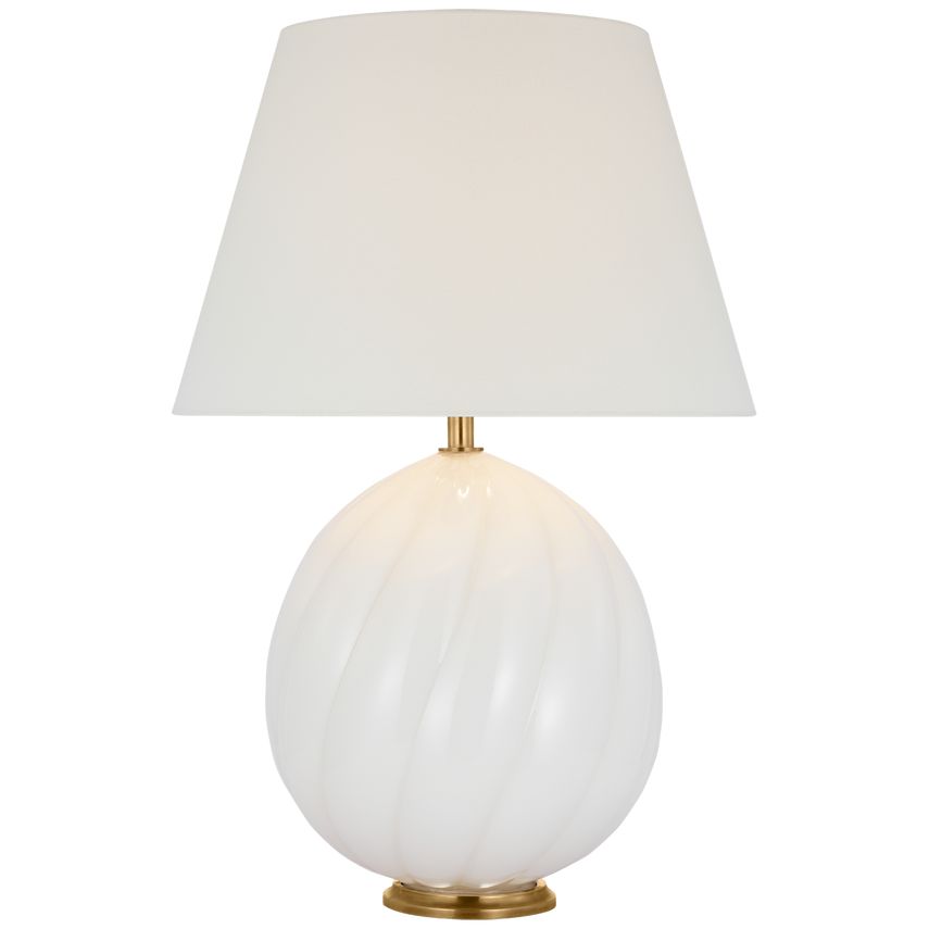 Visual Comfort Talia Medium Table Lamp - Mid-Century Modern Design with Ribbed Detail and Linen Shade