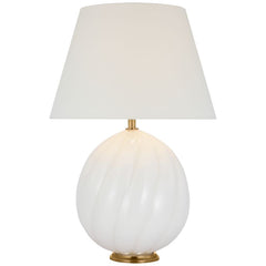 Visual Comfort Talia Medium Table Lamp - Mid-Century Modern Design with Ribbed Detail and Linen Shade