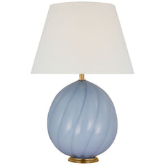 Visual Comfort Talia Medium Table Lamp - Mid-Century Modern Design with Ribbed Detail and Linen Shade