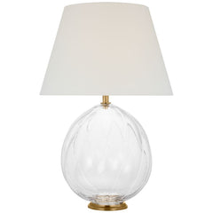 Visual Comfort Talia Medium Table Lamp - Mid-Century Modern Design with Ribbed Detail and Linen Shade