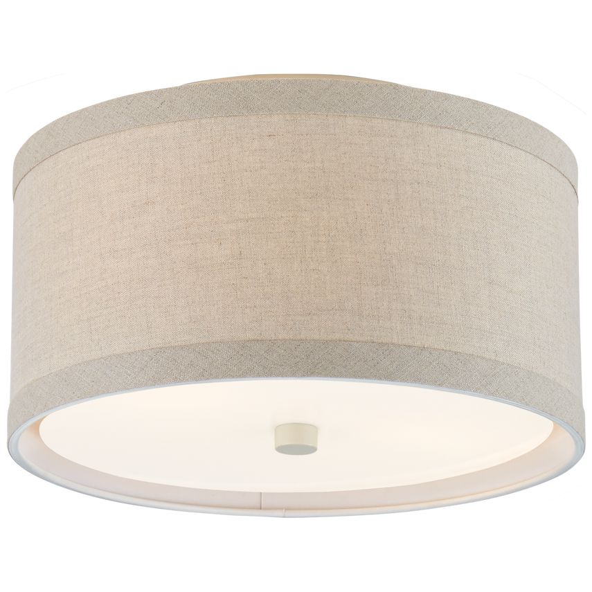 Visual Comfort Walker Ceiling Light Small - Elegant Linen Shade with Contrasting Edging