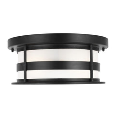 Visual Comfort Wilburn 2-Light Outdoor Flush Mount with Oval Form and Open Bottom for Even Glow