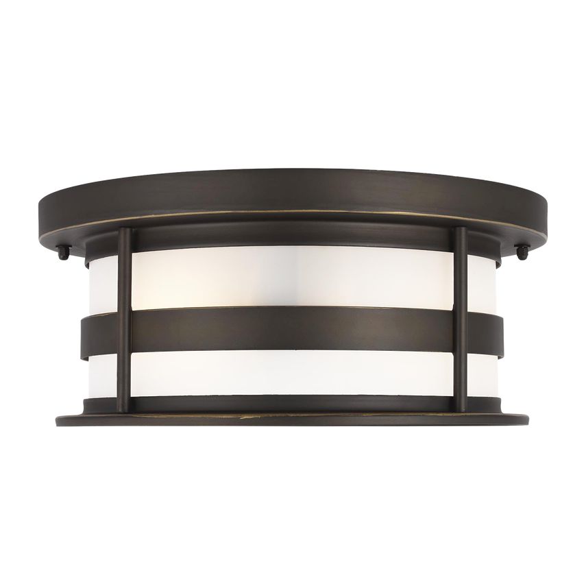 Visual Comfort Wilburn 2-Light Outdoor Flush Mount with Oval Form and Open Bottom for Even Glow