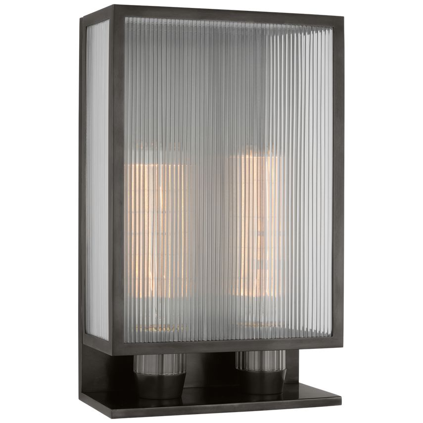 Visual Comfort York 16" Outdoor Sconce With Clear Ribbed Glass, Classic Style And Durability