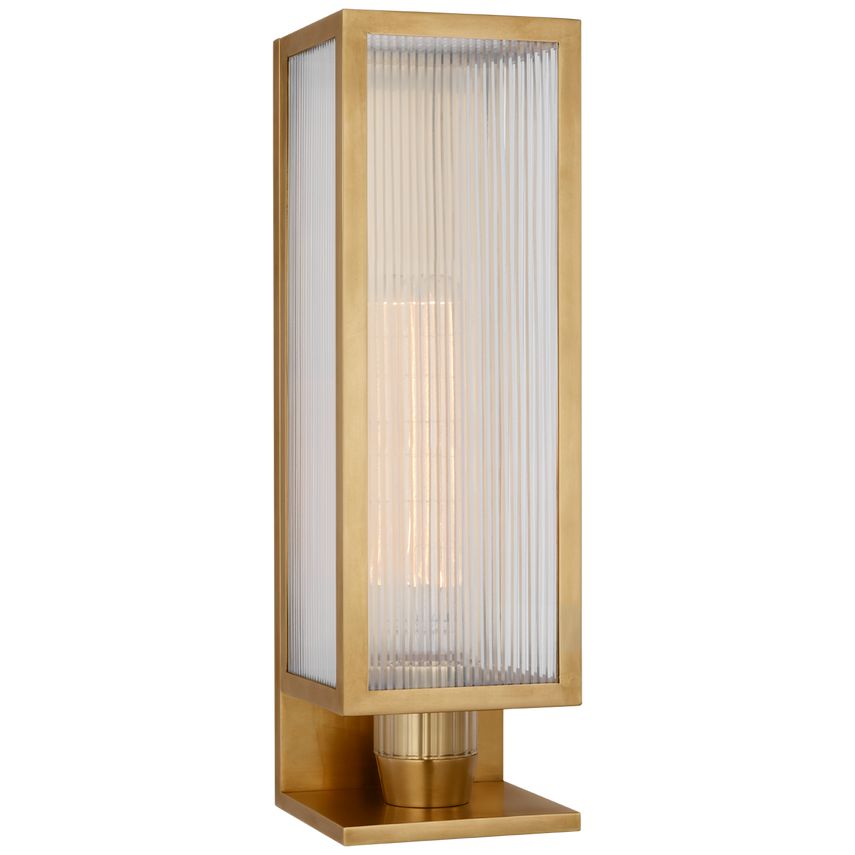 Visual Comfort York 16" Single Box Outdoor Sconce with Clear Ribbed Glass - Durable and Timeless Design